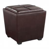 OSP Home Furnishings RCK361-PD24 Rockford Storage Ottoman in Cocoa Faux Leather
